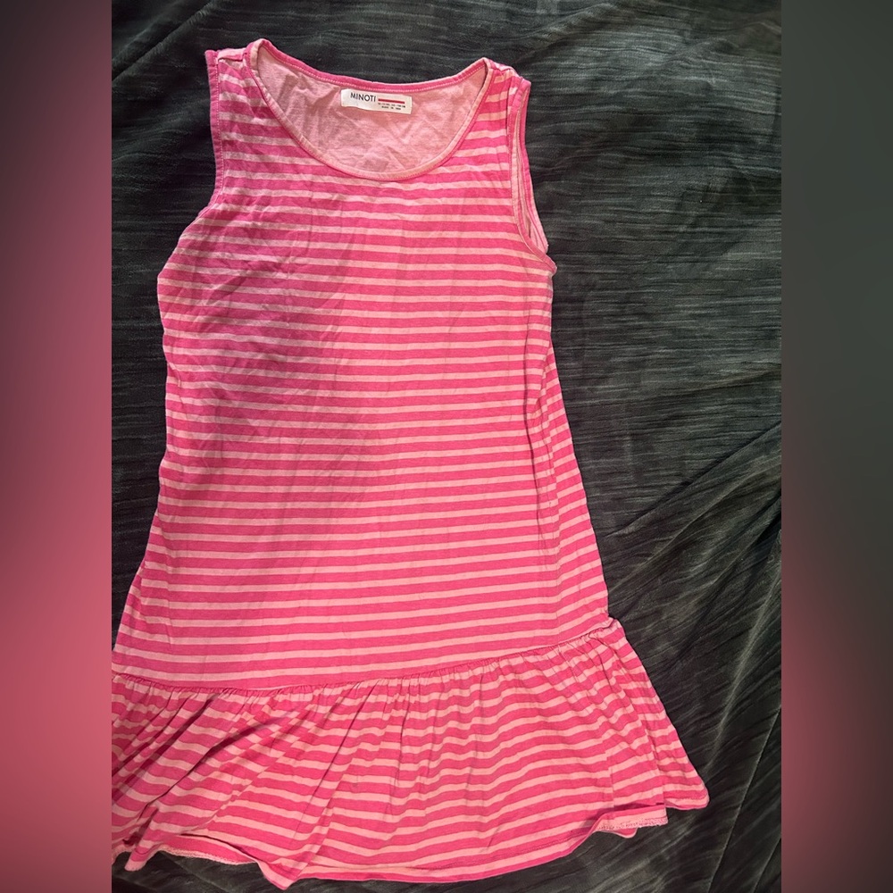 Pink Striped Sleeveless Dress